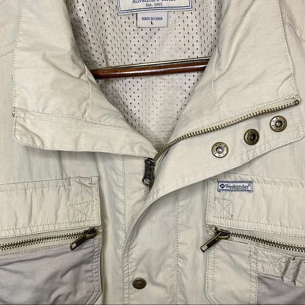Weekender Traveler Men's Travel Convertible Jacket Correspondent Light Tan Large - Picture 12 of 16